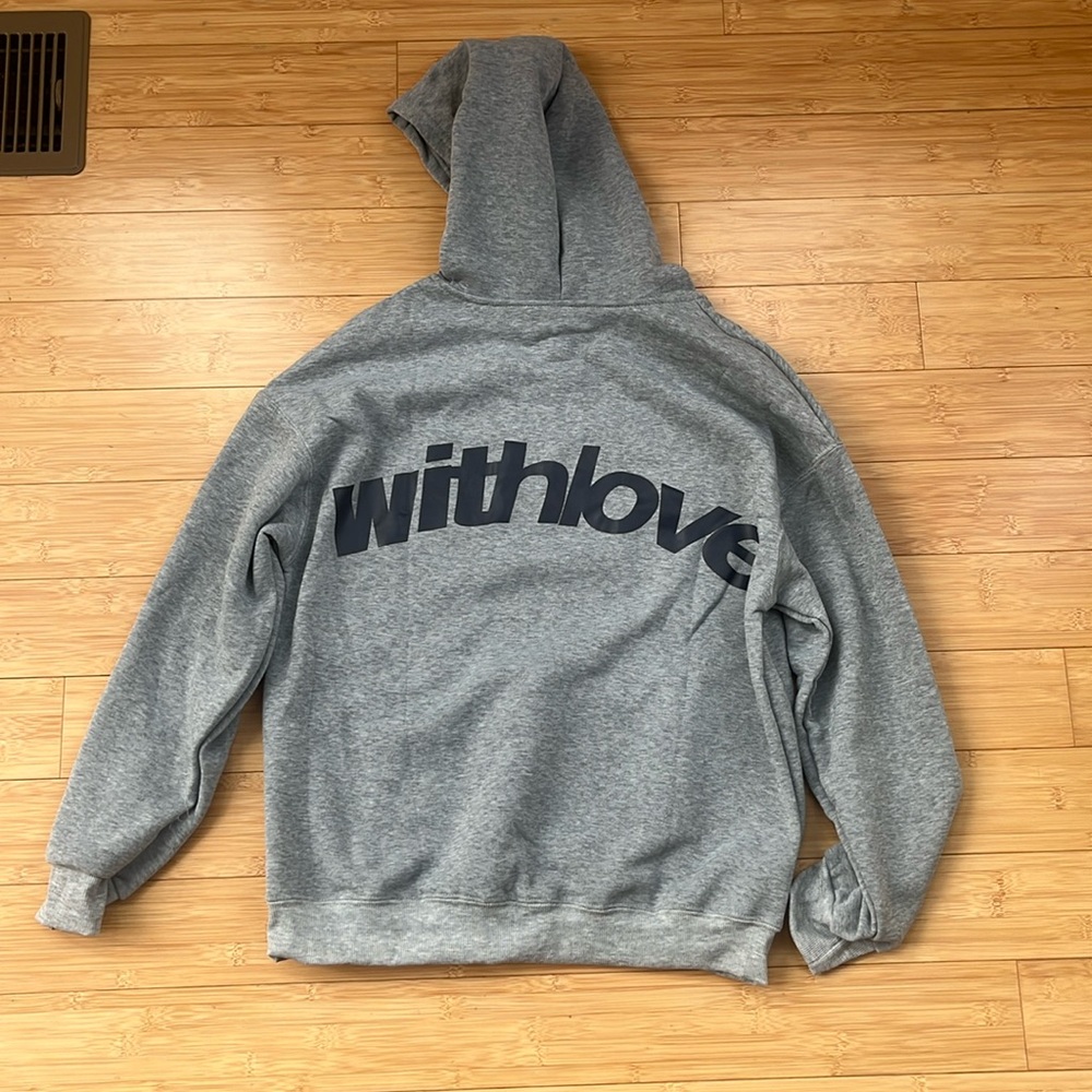 Gray Hoodie with 'withlove' Print